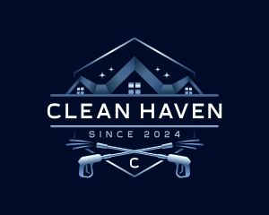 Pressure Washer Clean Roofing logo design