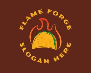 Flaming Rustic Taco logo design