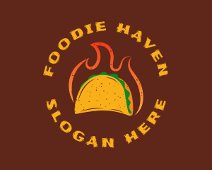 Flaming Rustic Taco logo design