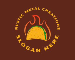 Flaming Rustic Taco logo design