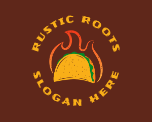 Flaming Rustic Taco logo design