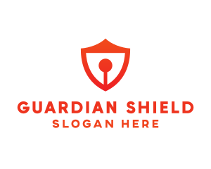 Red Keyhole Shield logo design