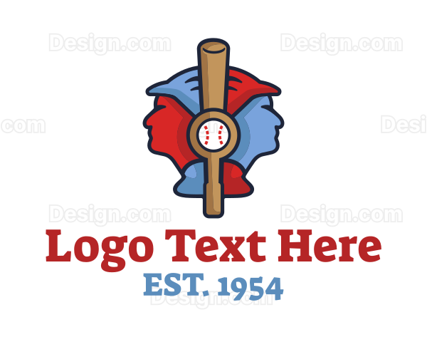 Baseball Bat Players Logo