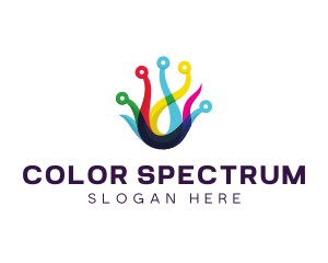 Colorful Circuit Tentacles logo design