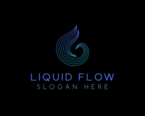 Liquid Waves Droplet logo design