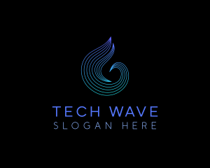 Liquid Waves Droplet logo design