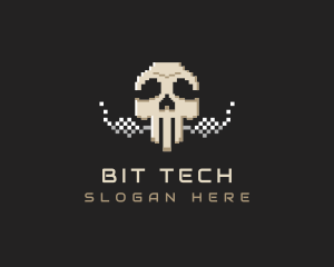 Skull Smoking Pixel logo design