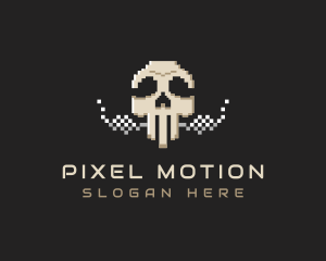 Skull Smoking Pixel logo design