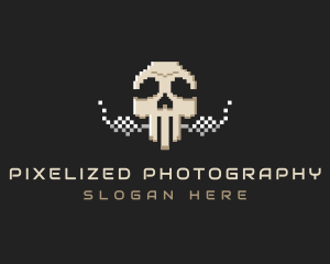 Skull Smoking Pixel logo design