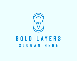 Blue Ice Cream logo design