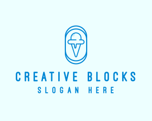 Blue Ice Cream logo design