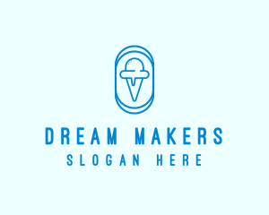 Blue Ice Cream logo design