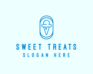 Blue Ice Cream logo design