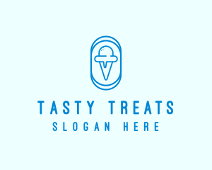 Blue Ice Cream logo design