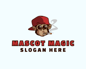 Cartoon Smoking Monkey  logo design