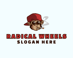 Cartoon Smoking Monkey  logo design