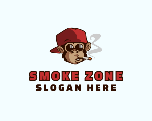 Cartoon Smoking Monkey  logo design