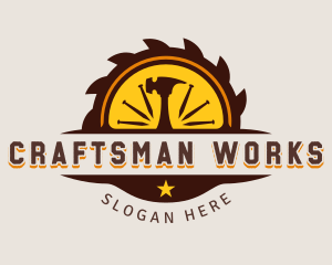 Hammer Saw Carpentry  logo design