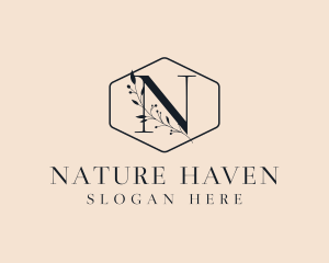 Natural Leaf Hexagon logo design