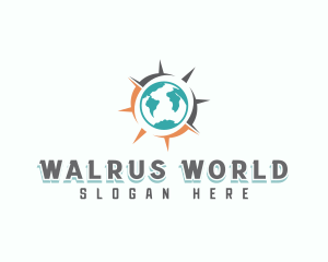 World Map Compass logo design