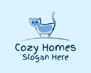 Blue Cat Doodle  logo design