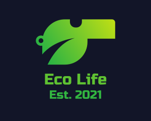 Green Eco Leaf Whistle logo design