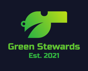 Green Eco Leaf Whistle logo design