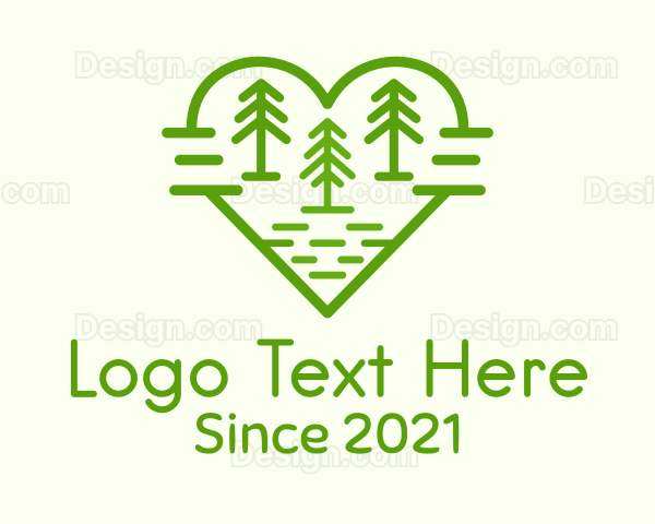 Heart Pine Tree Forest Logo