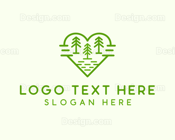 Heart Pine Tree Forest Logo