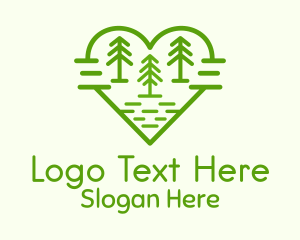Heart Pine Tree Forest Logo
