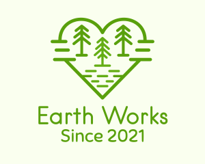 Heart Pine Tree Forest logo design