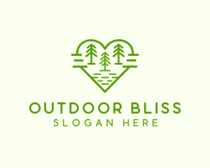 Heart Pine Tree Forest logo design