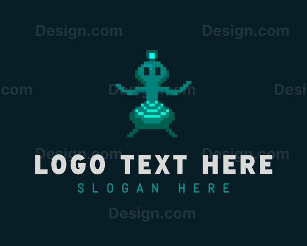 Alien Pixel Video Game Logo