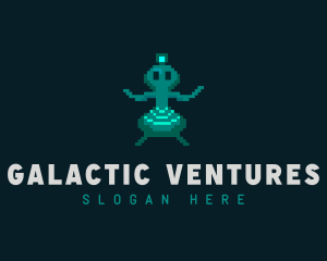 Alien Pixel Video Game logo design