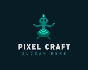 Alien Pixel Video Game logo design