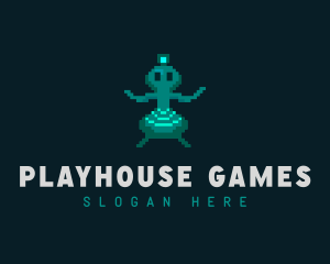 Alien Pixel Video Game logo design