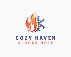 Flame HVAC Snowflake logo design