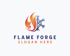 Flame HVAC Snowflake logo design