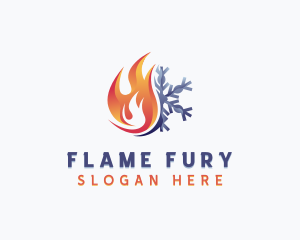 Flame HVAC Snowflake logo design