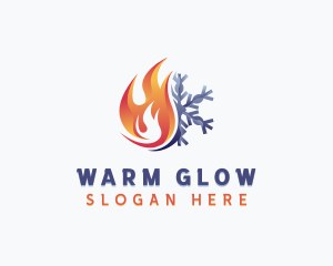 Flame HVAC Snowflake logo design