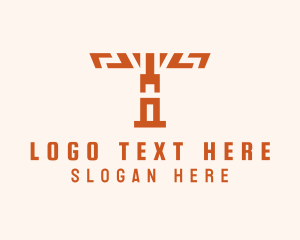 Aztec Totem Pole Letter T logo