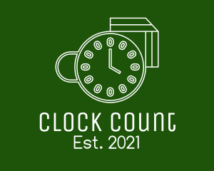 Coffee Cup Clock Time logo design