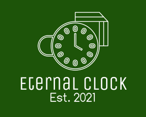 Coffee Cup Clock Time logo design