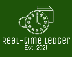 Coffee Cup Clock Time logo design