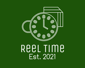 Coffee Cup Clock Time logo design