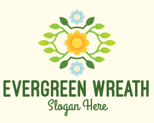 Flower & Leaves Wreath  logo design