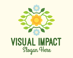 Flower & Leaves Wreath  logo design