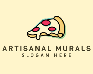 Pizza Slice Anaglyph logo design