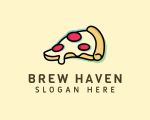 Pizza Slice Anaglyph logo design