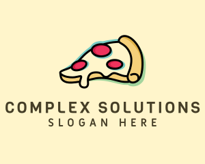 Pizza Slice Anaglyph logo design